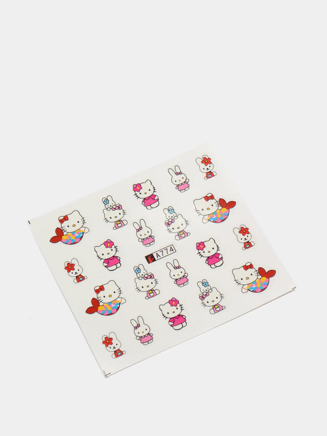 Красный слайдер-дизайн для ногтей, водные наклейки "Hello Kitty", 12 видов
