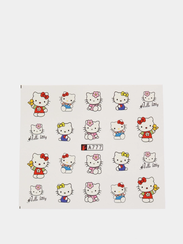 Слайдер-дизайн для ногтей, водные наклейки "Hello Kitty", 12 видов