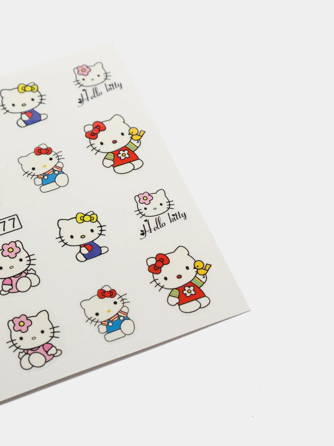 Алый слайдер-дизайн для ногтей, водные наклейки "Hello Kitty", 12 видов
