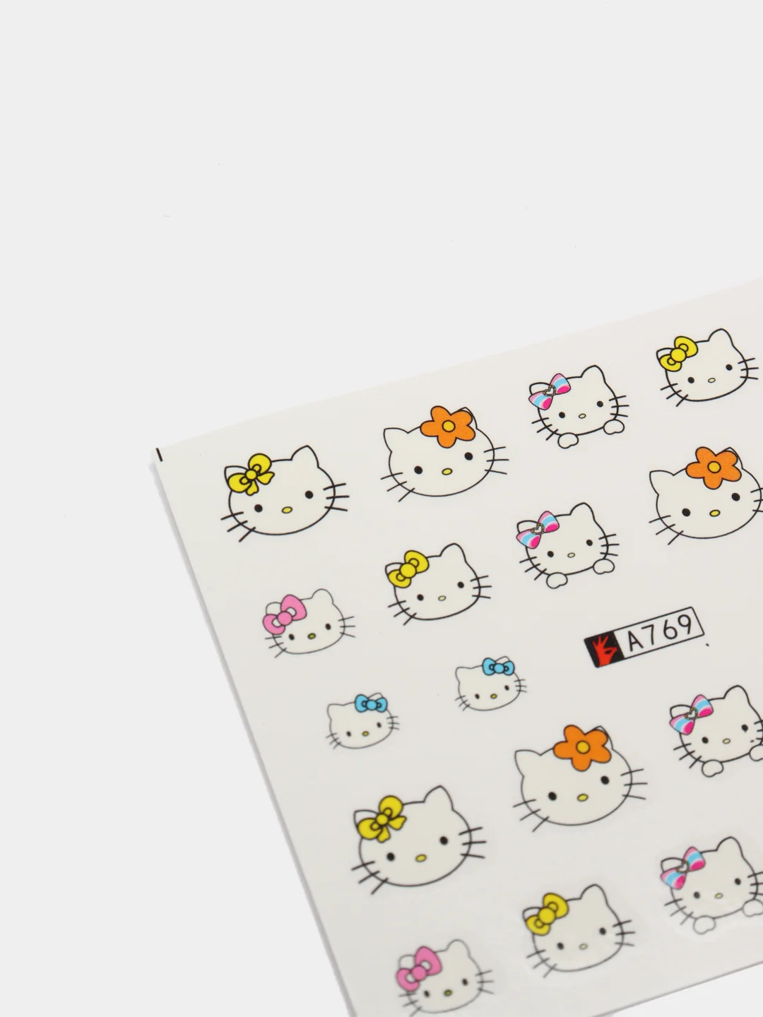 Серый слайдер-дизайн для ногтей, водные наклейки "Hello Kitty", 12 видов