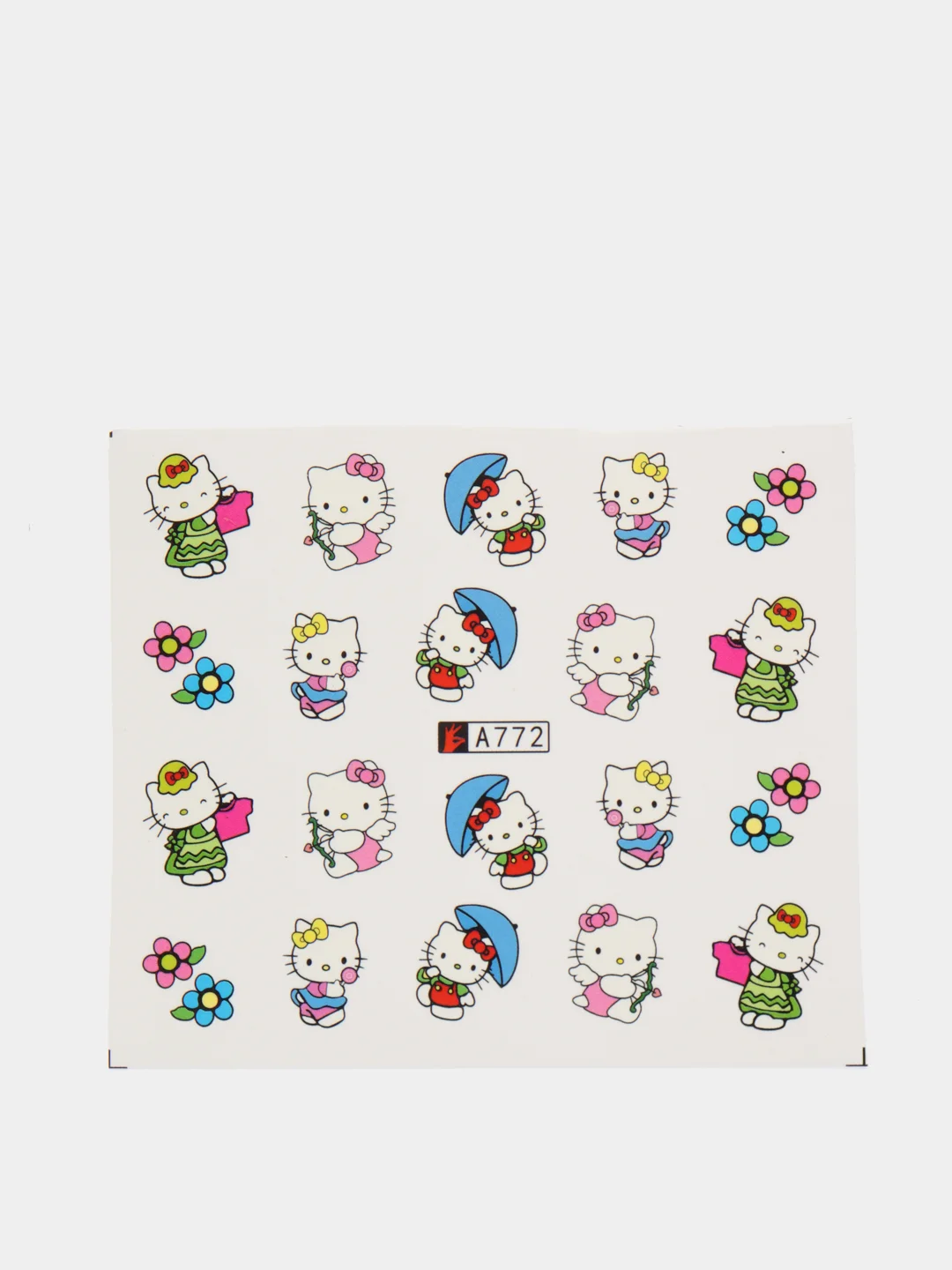 Хаки слайдер-дизайн для ногтей, водные наклейки "Hello Kitty", 12 видов
