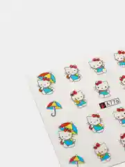 Бежевый слайдер-дизайн для ногтей, водные наклейки "Hello Kitty", 12 видов