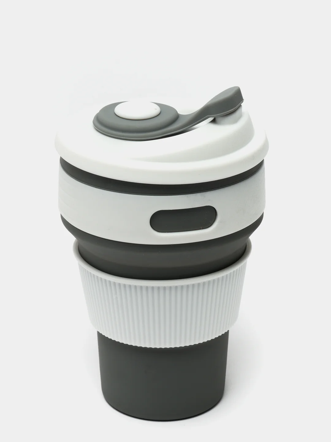 Серый силиконовый складной стакан для напитков Collapsible Coffee Cup, 8 цветов