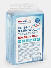 Пеленка впитывающая, одноразовая MEDMIL "Люкс", 10 штук, 60*90 см