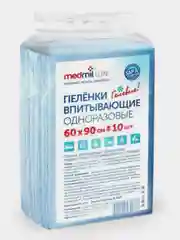 Пеленка впитывающая, одноразовая MEDMIL "Люкс", 10 штук, 60*90 см