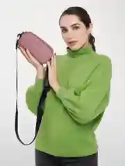 Розовый сумка через плечо, женская кожаная