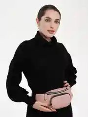 Розовый поясная сумка женская, из кожи