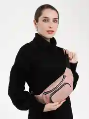 Розовый поясная сумка женская, из кожи