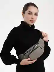 Розовый поясная сумка женская, из кожи