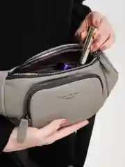 Розовый поясная сумка женская, из кожи