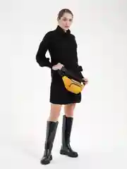 Желтый поясная сумка женская, из кожи