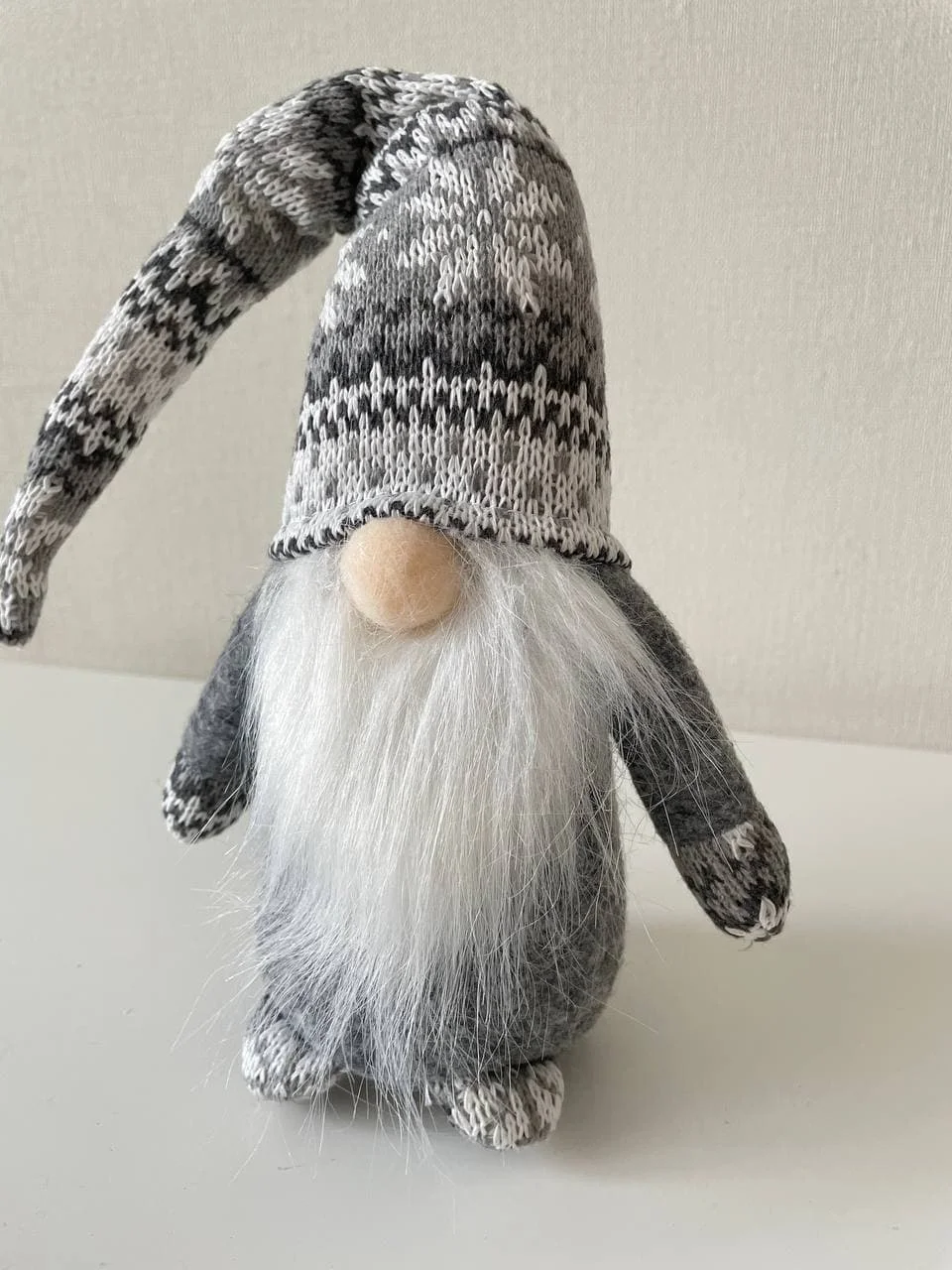 Белый новогодний гномик, гном tomte, гном nisse