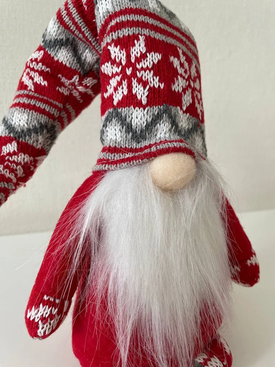 Белый новогодний гномик, гном tomte, гном nisse
