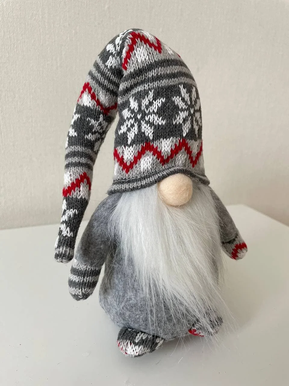Белый новогодний гномик, гном tomte, гном nisse