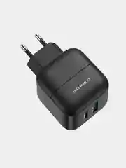 Черный зарядное устройство Borofone BA46A, USB и порт Type-C