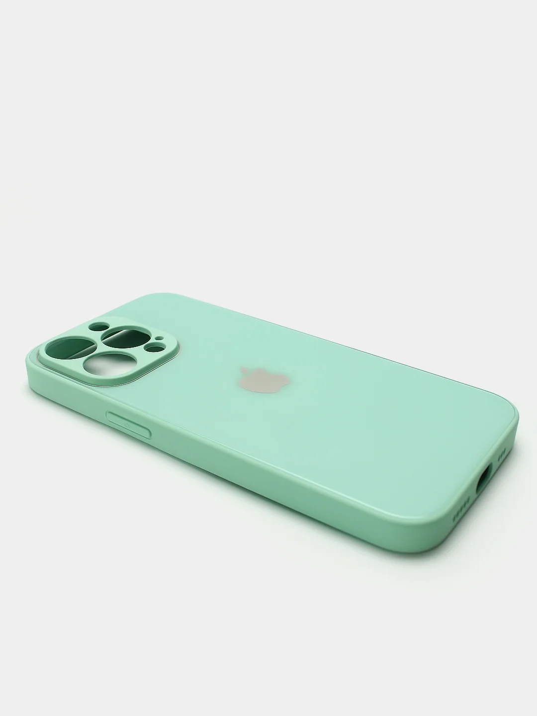 Бирюзовый чехол силиконовый со стеклянной панелью для iPhone 13 Pro