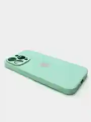 Бирюзовый чехол силиконовый со стеклянной панелью для iPhone 13 Pro