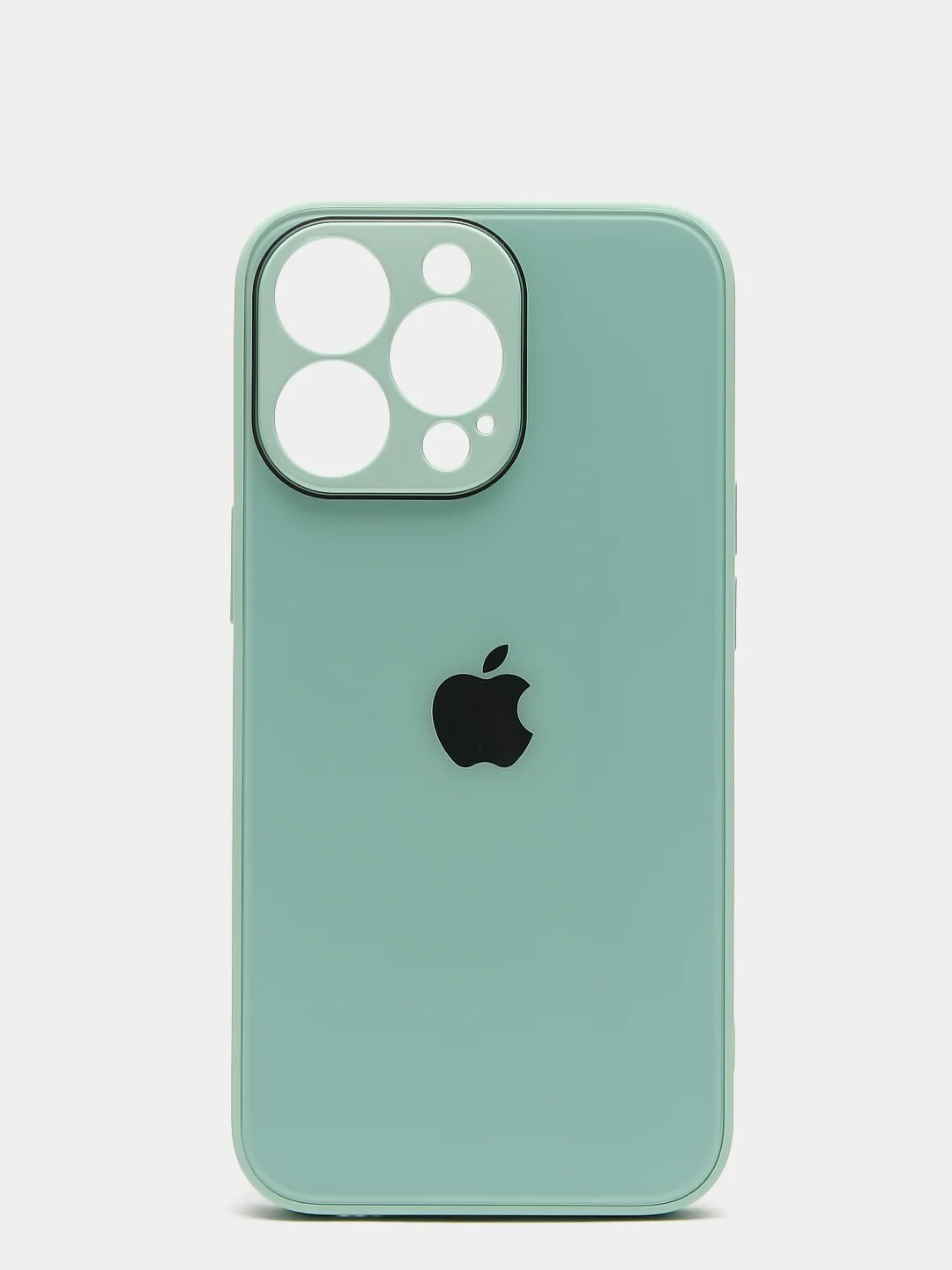 Бирюзовый чехол силиконовый со стеклянной панелью для iPhone 13 Pro