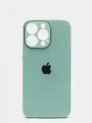 Бирюзовый чехол силиконовый со стеклянной панелью для iPhone 13 Pro