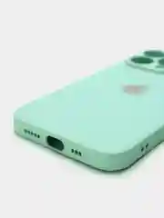 Бирюзовый чехол силиконовый со стеклянной панелью для iPhone 13 Pro