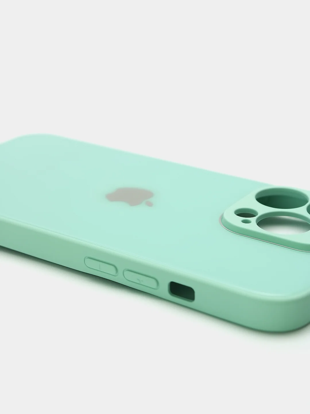 Бирюзовый чехол силиконовый со стеклянной панелью для iPhone 13 Pro
