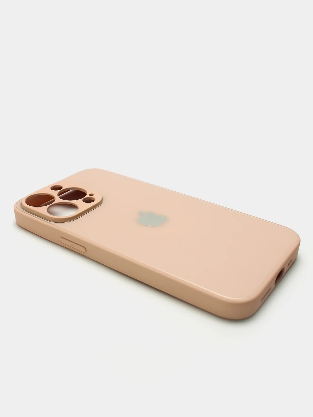Кремовый чехол силиконовый со стеклянной панелью для iPhone 13 Pro