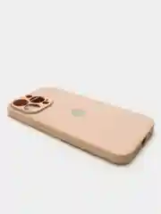 Кремовый чехол силиконовый со стеклянной панелью для iPhone 13 Pro