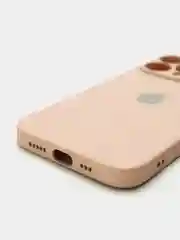 Кремовый чехол силиконовый со стеклянной панелью для iPhone 13 Pro