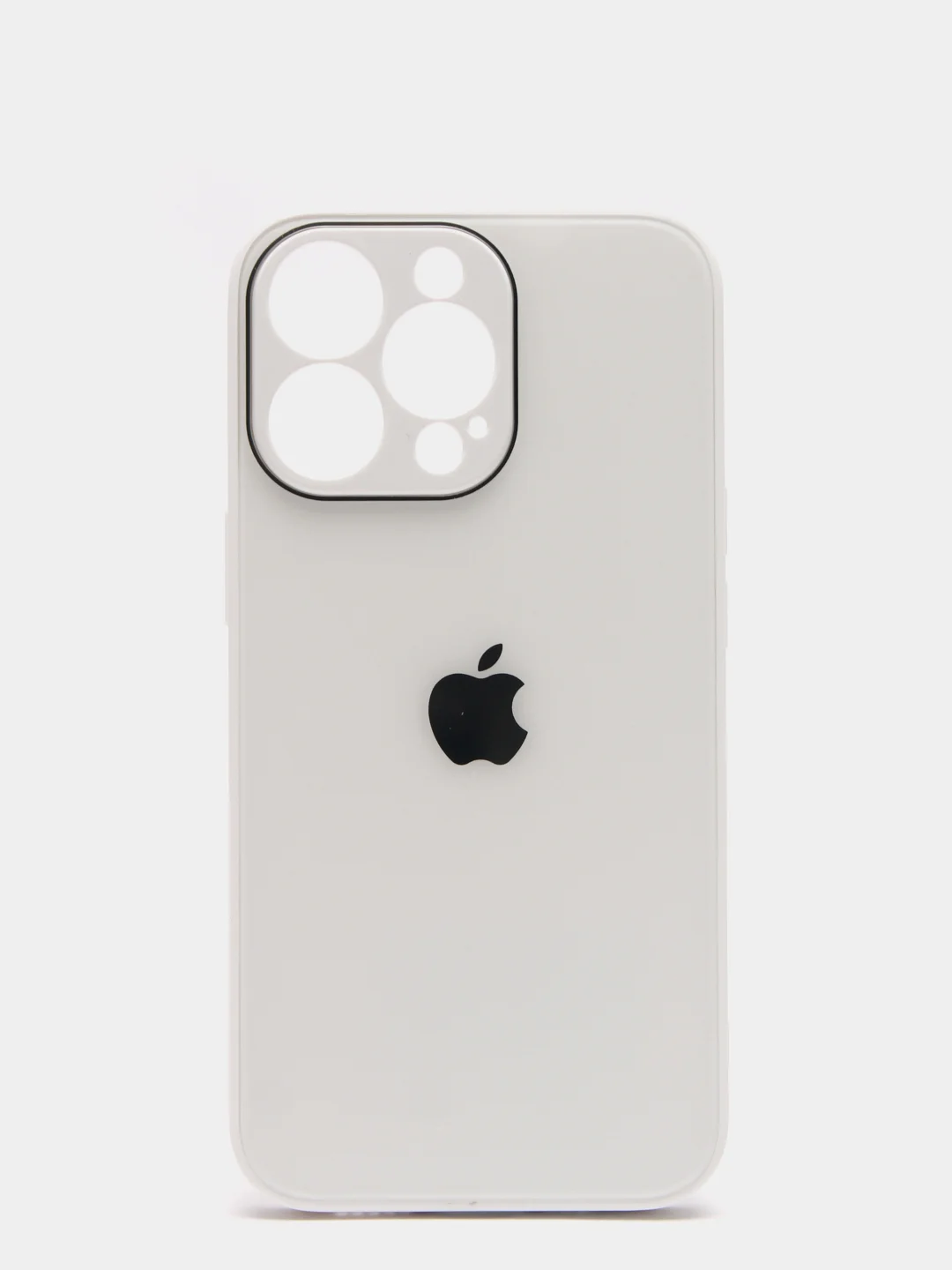 Белый чехол силиконовый со стеклянной панелью для iPhone 13 Pro