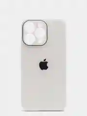 Белый чехол силиконовый со стеклянной панелью для iPhone 13 Pro