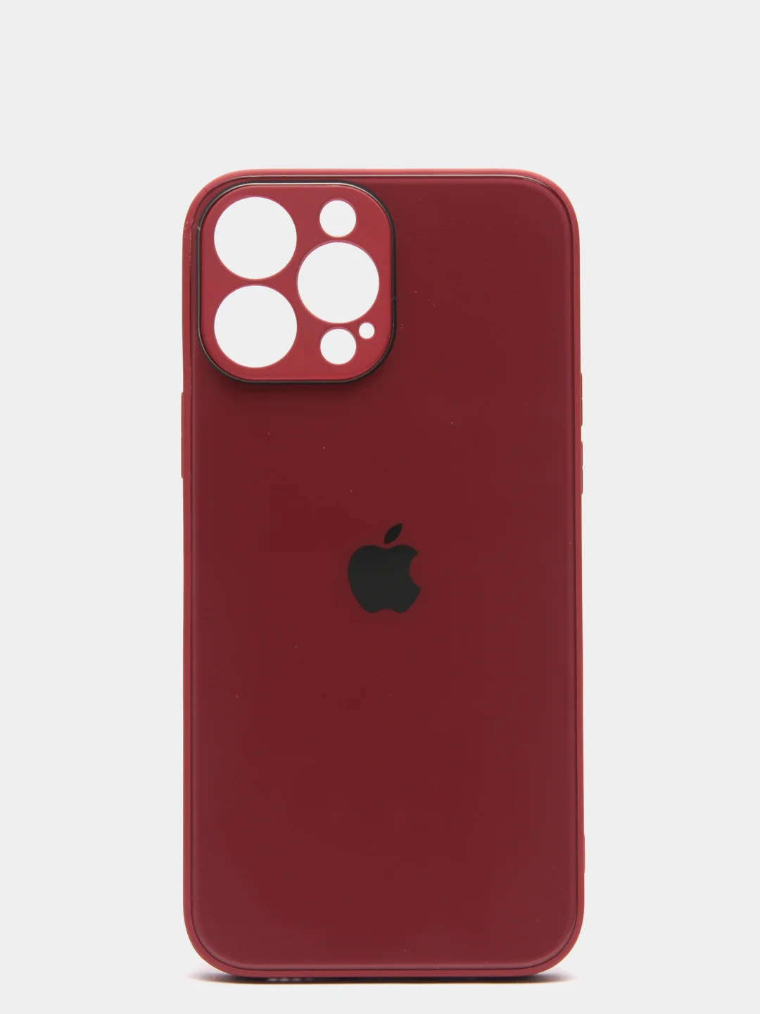 Бордовый чехол силиконовый со стеклянной панелью для iPhone 13 Pro Max
