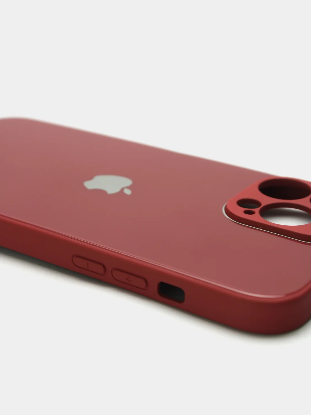 Бордовый чехол силиконовый со стеклянной панелью для iPhone 13 Pro Max