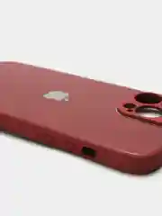 Бордовый чехол силиконовый со стеклянной панелью для iPhone 13 Pro Max