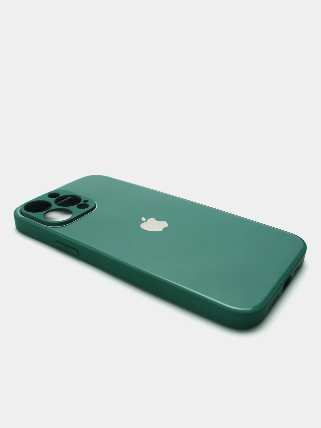 Зеленый чехол силиконовый со стеклянной панелью для iPhone 13 Pro Max