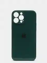 Зеленый чехол силиконовый со стеклянной панелью для iPhone 13 Pro Max