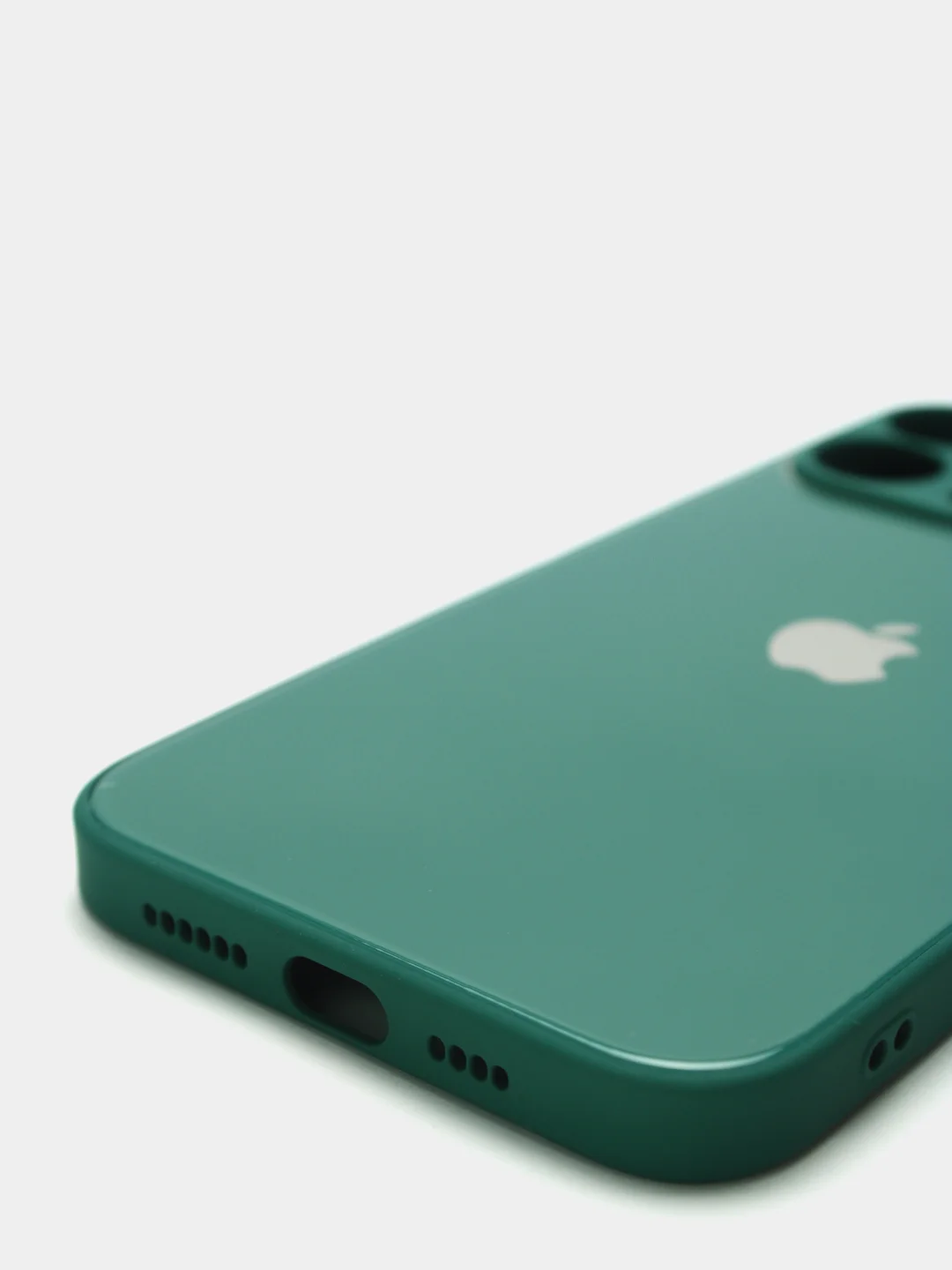 Зеленый чехол силиконовый со стеклянной панелью для iPhone 13 Pro Max