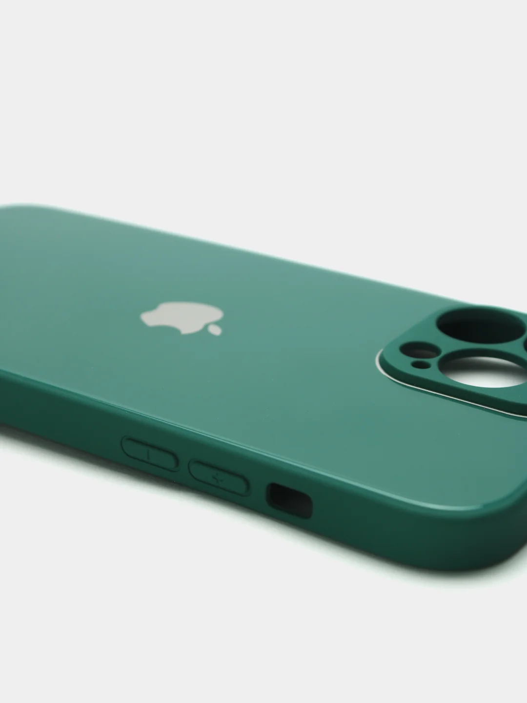 Зеленый чехол силиконовый со стеклянной панелью для iPhone 13 Pro Max