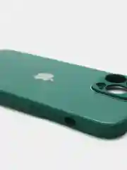 Зеленый чехол силиконовый со стеклянной панелью для iPhone 13 Pro Max