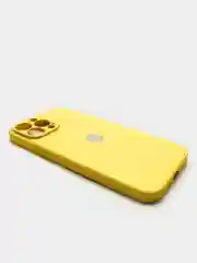 Желтый чехол силиконовый со стеклянной панелью для iPhone 13 Pro Max