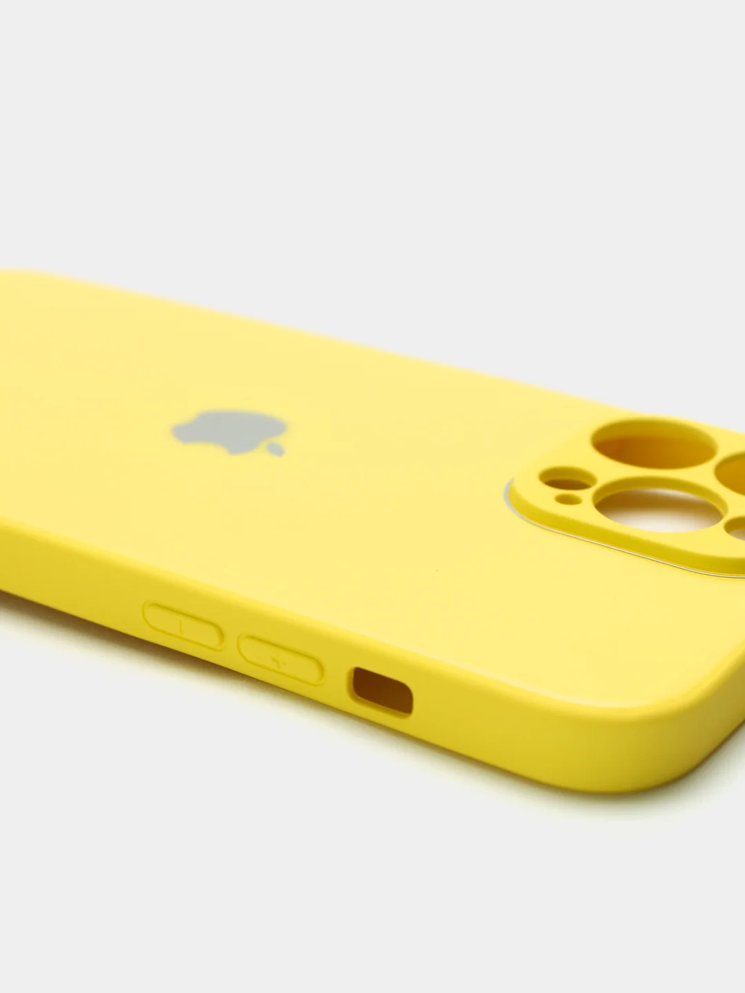Желтый чехол силиконовый со стеклянной панелью для iPhone 13 Pro Max