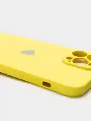 Желтый чехол силиконовый со стеклянной панелью для iPhone 13 Pro Max