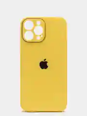 Желтый чехол силиконовый со стеклянной панелью для iPhone 13 Pro Max