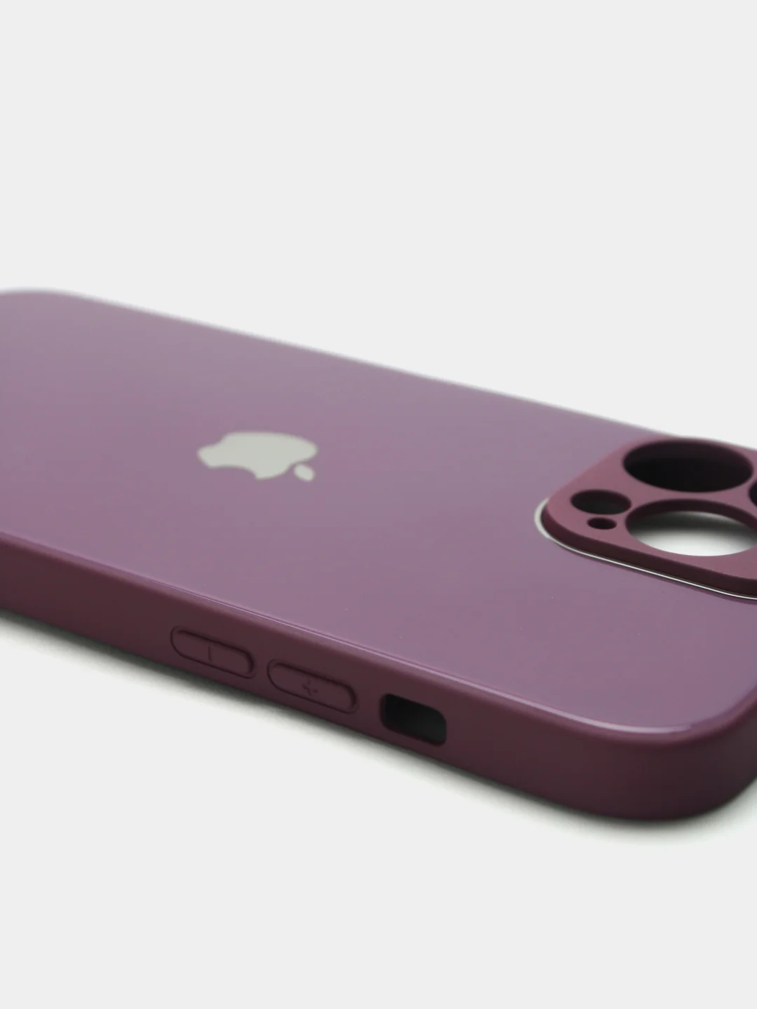 Пурпурный чехол силиконовый со стеклянной панелью для iPhone 13 Pro Max
