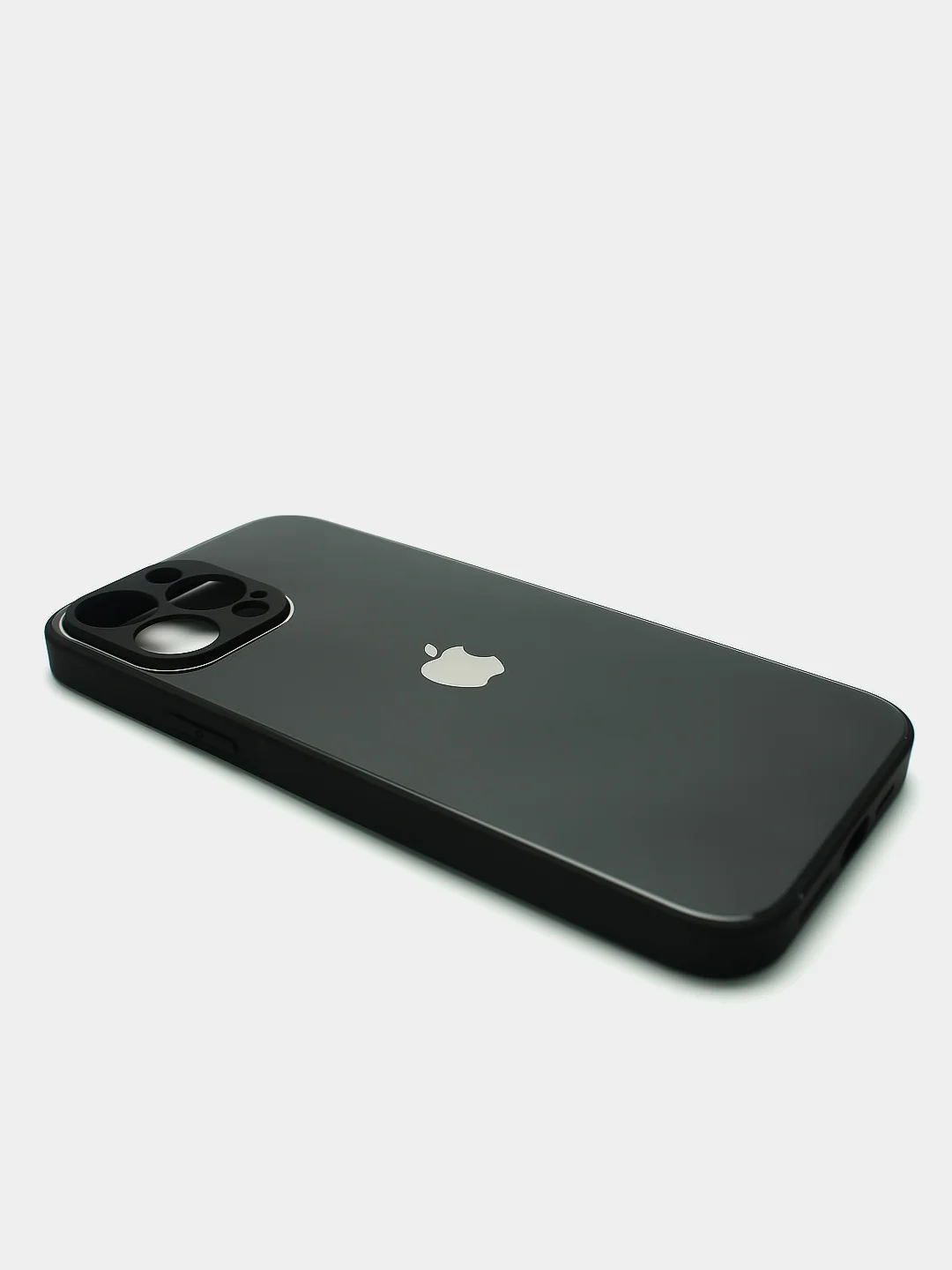 Угольный чехол силиконовый со стеклянной панелью для iPhone 13 Pro Max