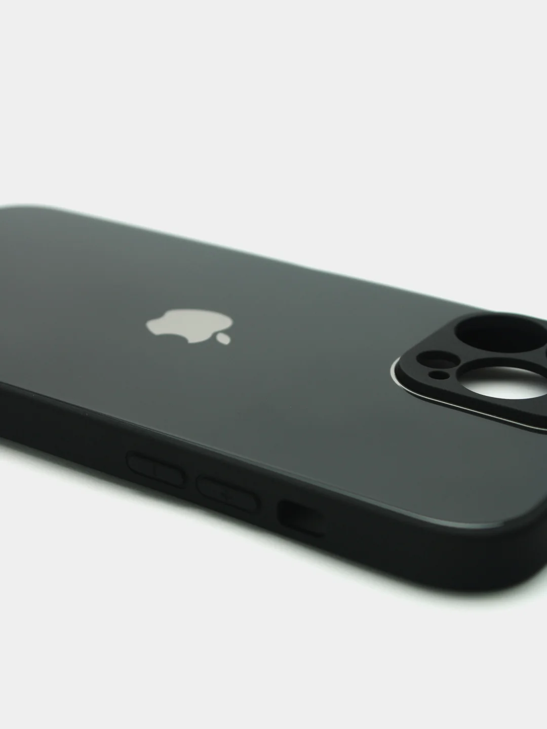 Угольный чехол силиконовый со стеклянной панелью для iPhone 13 Pro Max