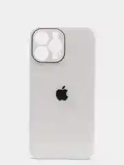 Белый чехол силиконовый со стеклянной панелью для iPhone 13 Pro Max