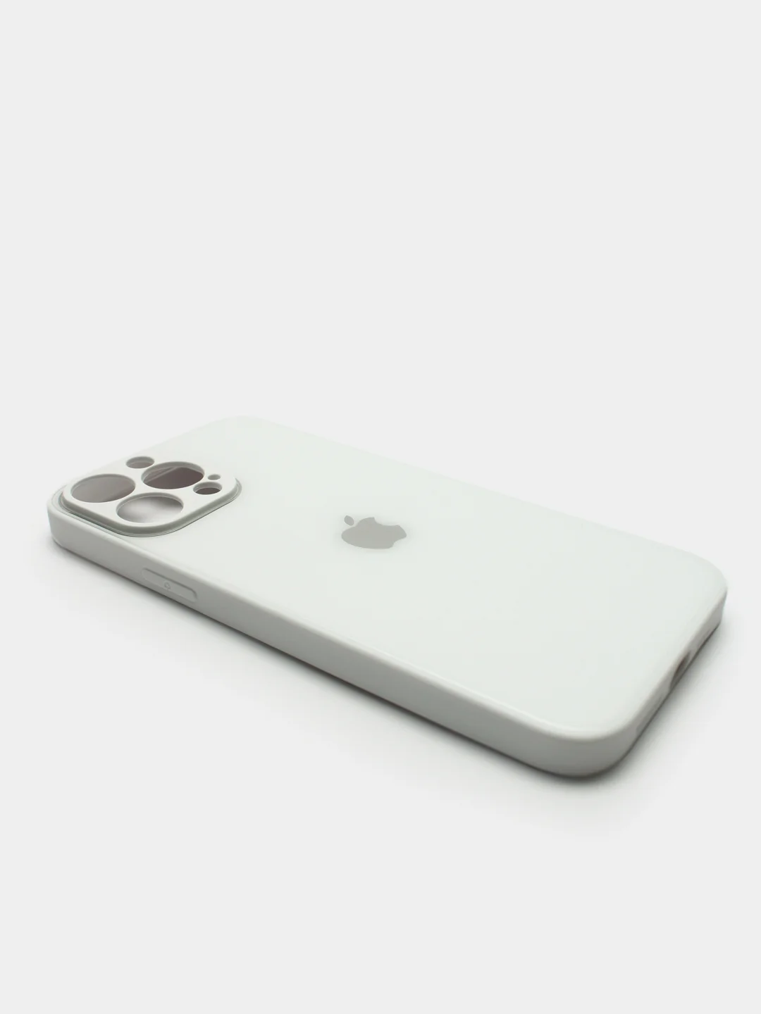 Бежевый меланж чехол силиконовый со стеклянной панелью для iPhone 13 Pro Max