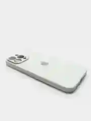 Бежевый меланж чехол силиконовый со стеклянной панелью для iPhone 13 Pro Max