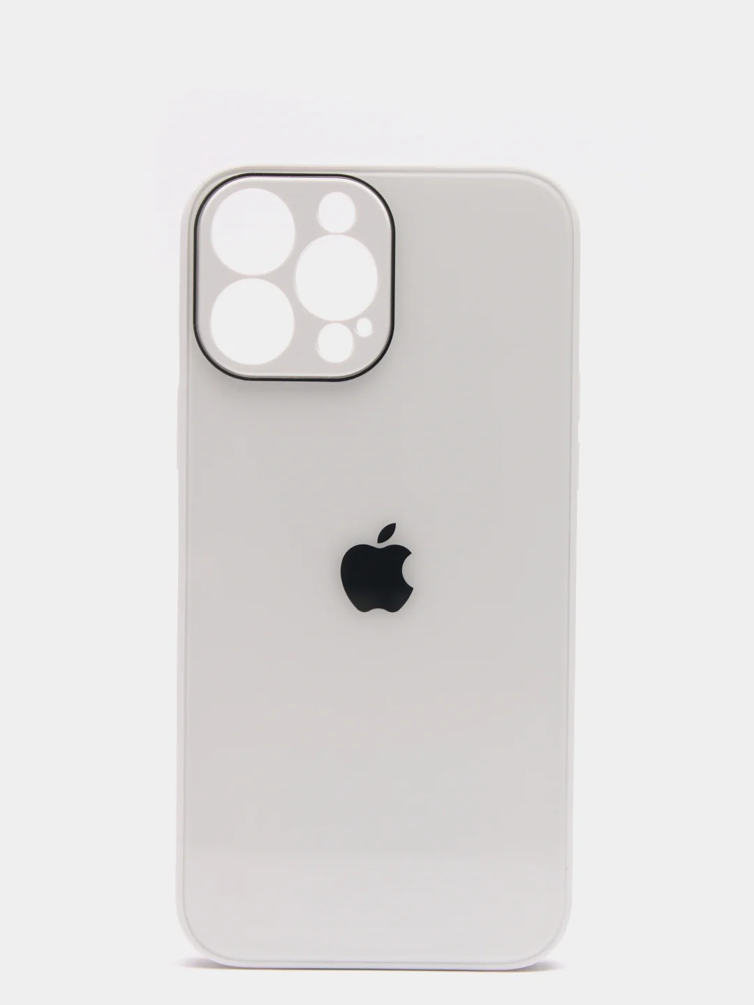 Бежевый меланж чехол силиконовый со стеклянной панелью для iPhone 13 Pro Max