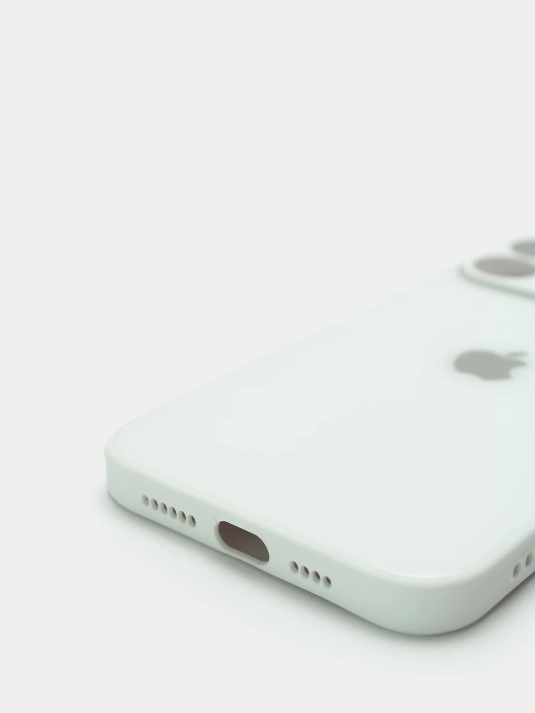 Бежевый меланж чехол силиконовый со стеклянной панелью для iPhone 13 Pro Max